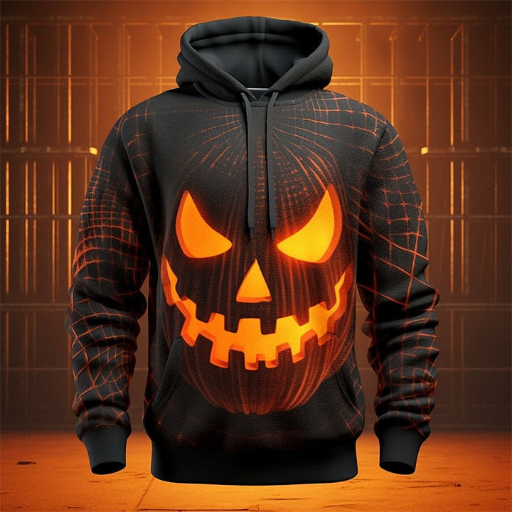 Pánská mikina s kapucí a svítícím halloweenským motivem