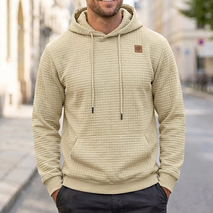 Men's Textured Hooded Pullover Sweatshirt