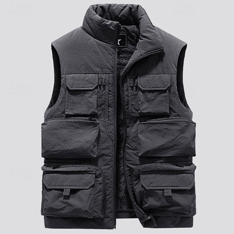 Chaleco utilitario resistente con múltiples bolsillos para hombre