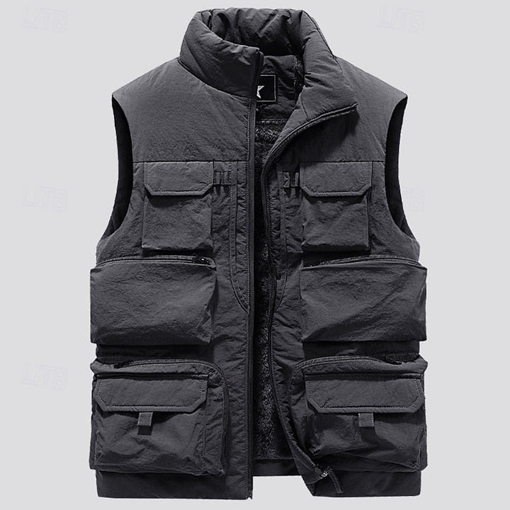 Chaleco utilitario resistente con múltiples bolsillos para hombre