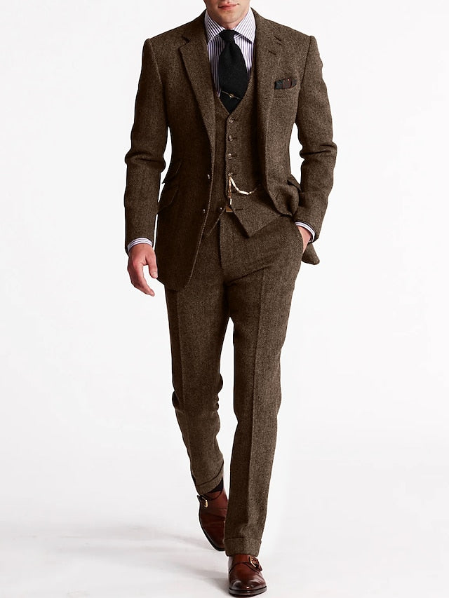Men's Tweed Tuxedo Suit Set | Elegant Formal Attire