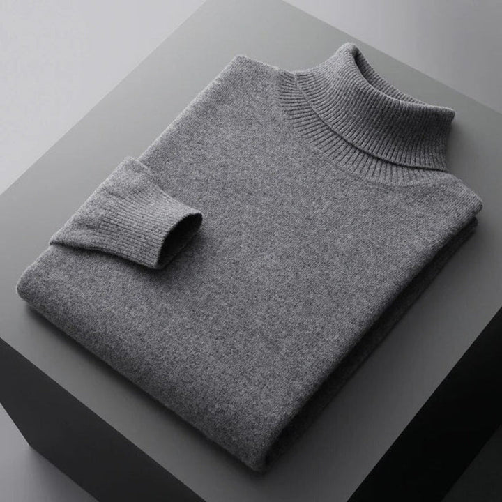 Men's Long Sleeve Relaxed Fit Turtleneck Sweater Dark Gray