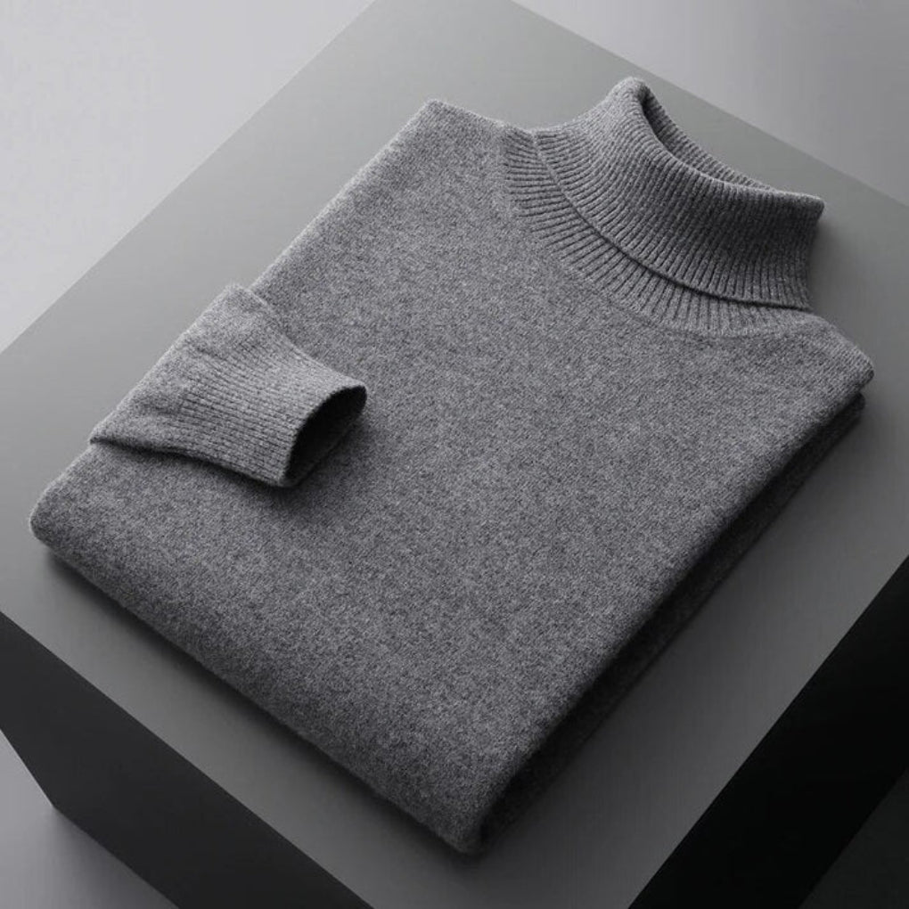 Men's Long Sleeve Relaxed Fit Turtleneck Sweater Dark Gray