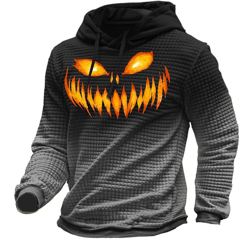 Hættetrøje til mænd med tekstureret Halloween-motiv