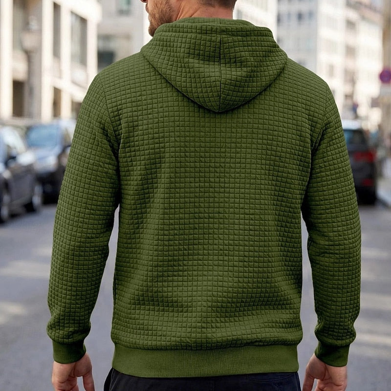 Men's Textured Hooded Pullover Sweatshirt