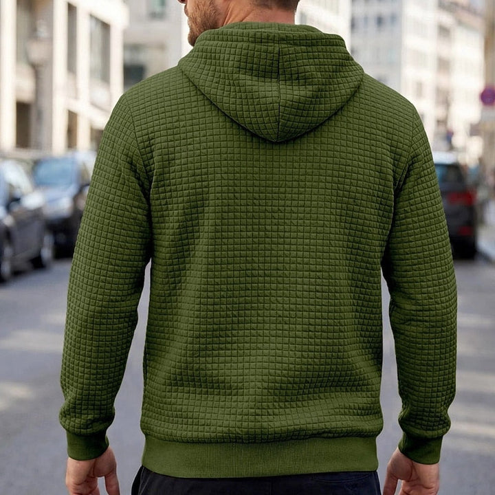 Men's Textured Hooded Pullover Sweatshirt